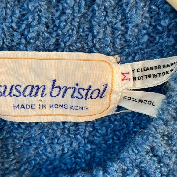 Susan Bristol Cardigan Vintage Wool Blend Boucle' Open Front Sweater, M - Picture 3 of 9